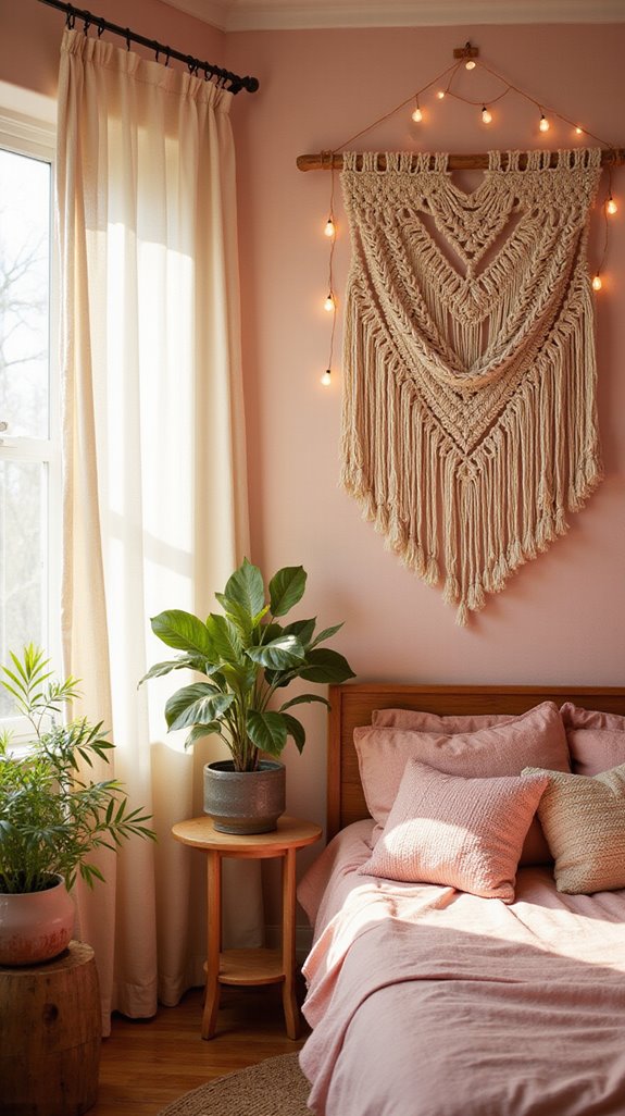 bohemian pink macram decor