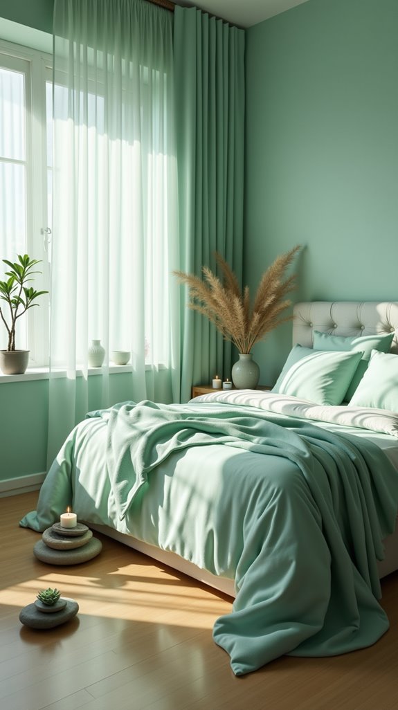calming seafoam bedroom ambiance