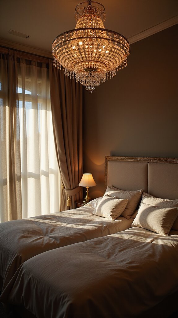 chandeliers enhance bedroom luxury