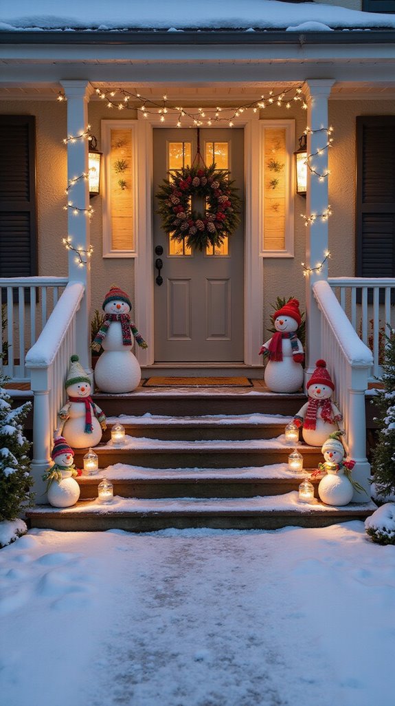 charming snowman porch display
