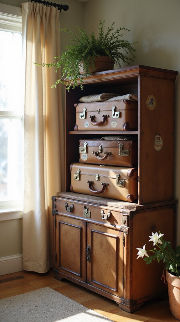charming vintage suitcase storage