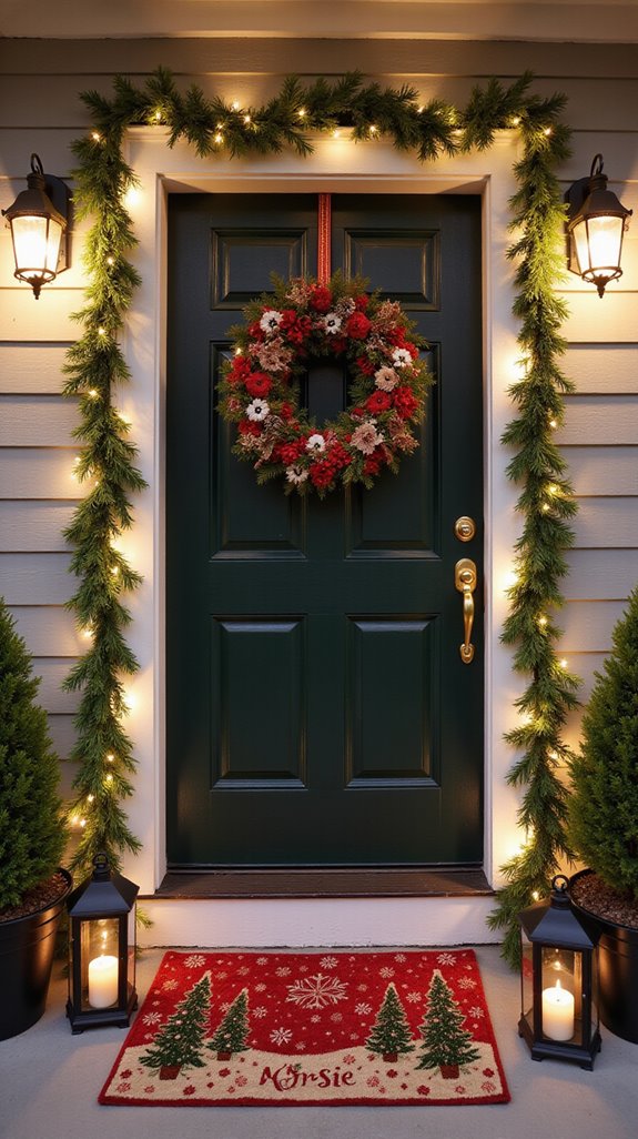 cheerful christmas themed doormat