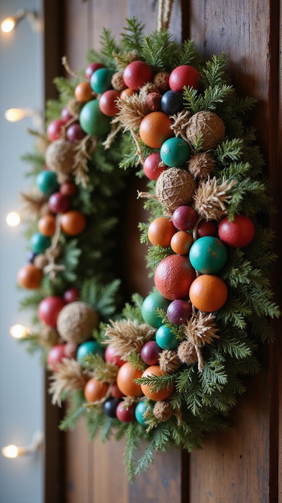 colorful beaded holiday wreaths