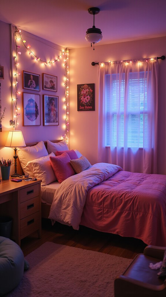 colorful bedroom string lights