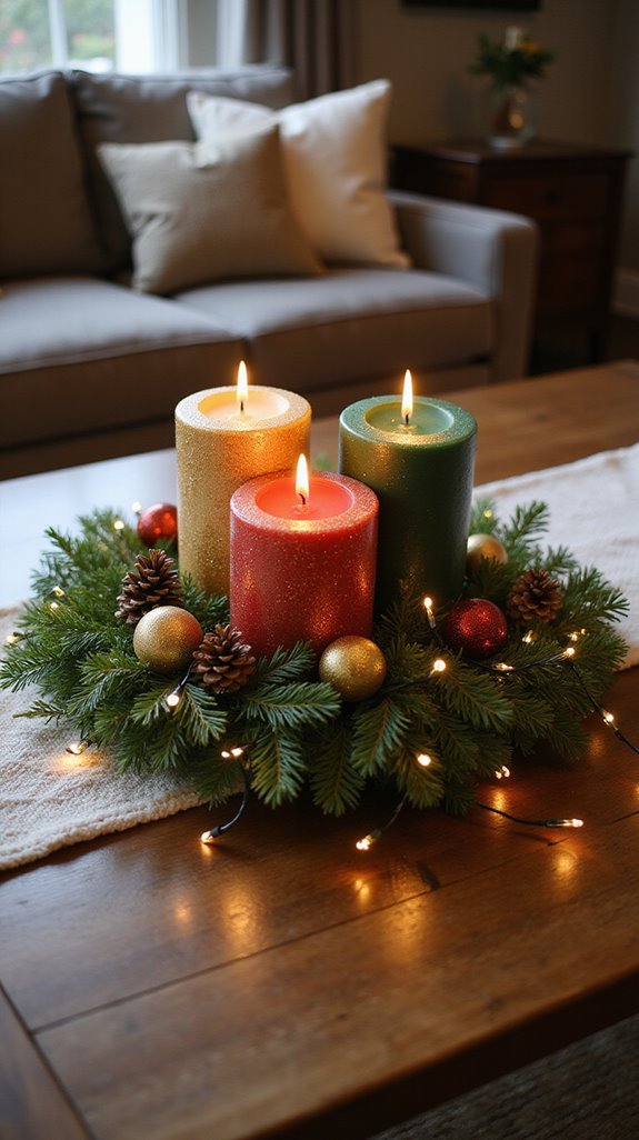 cozy festive candle centerpiece