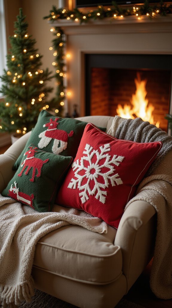 cozy festive holiday pillows