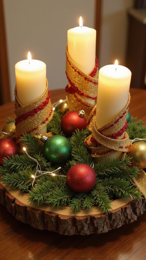 cozy holiday candle centerpiece