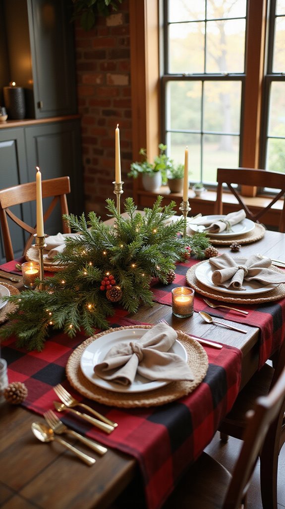 cozy plaid holiday tablecloth