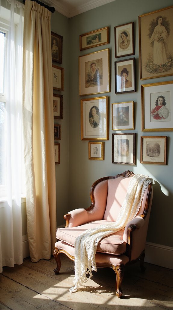 eclectic vintage art display