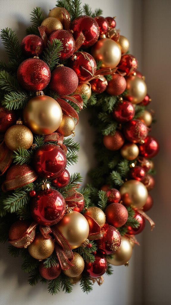 elegant gold and red wreath