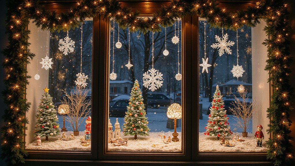 festive glowing window decorations