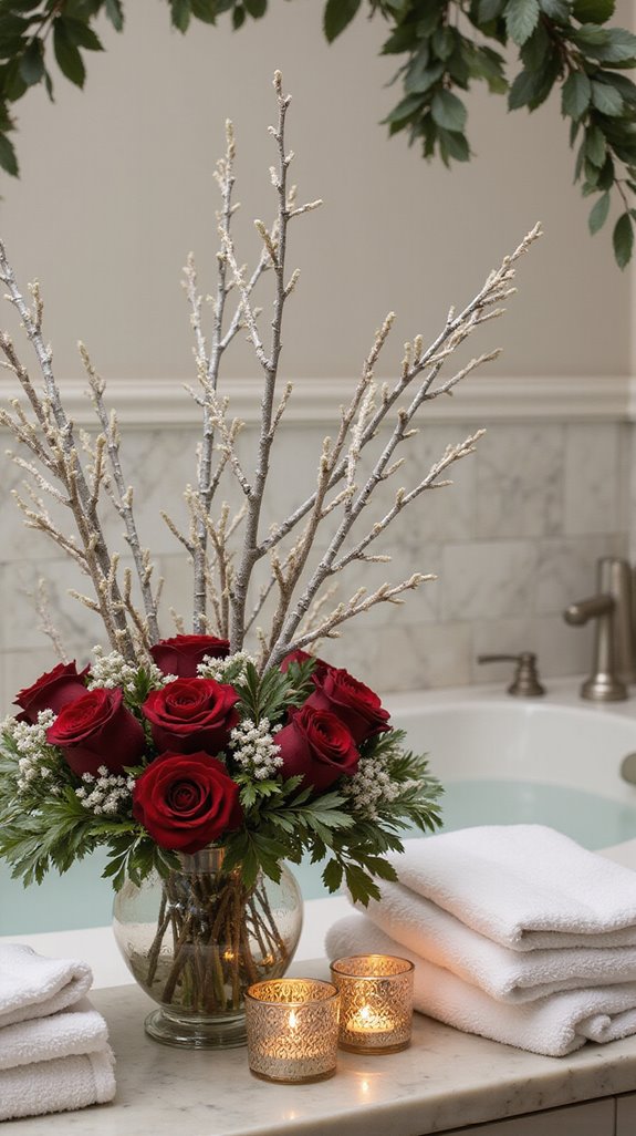 festive seasonal bathroom arrangements
