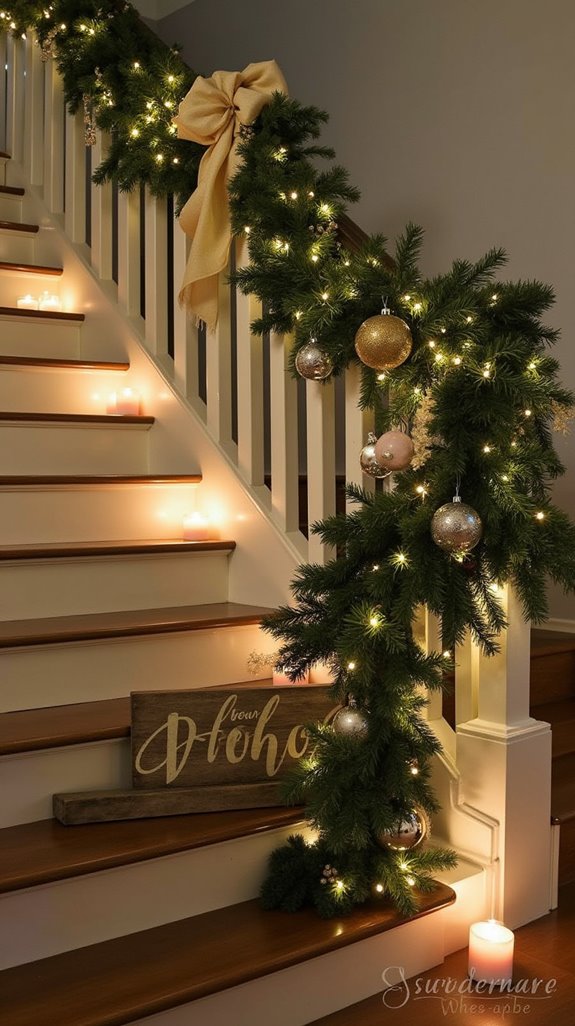 festive staircase decoration signs