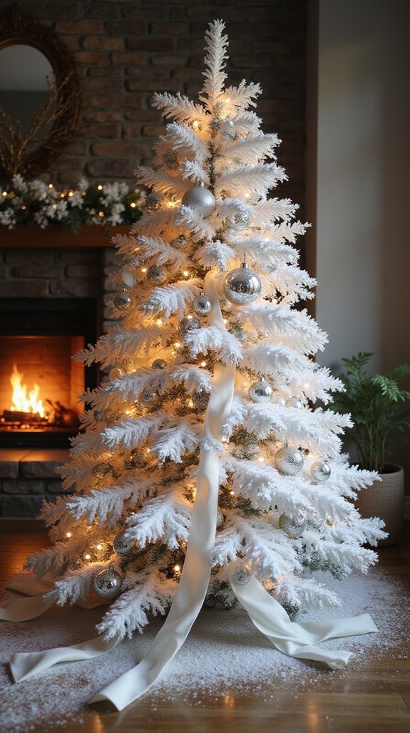 flocked snowy tree decor