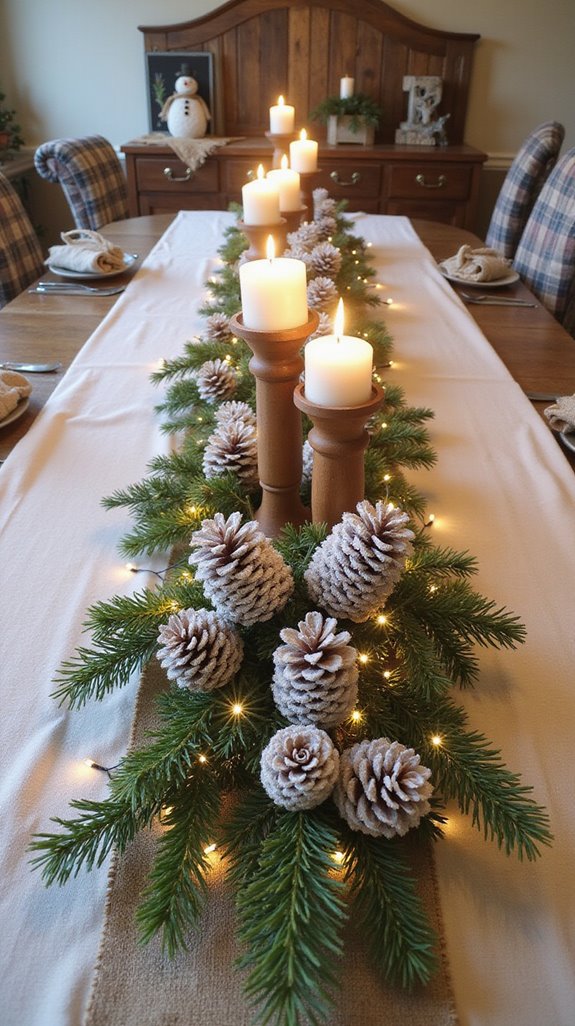 frosted pinecone holiday centerpiece