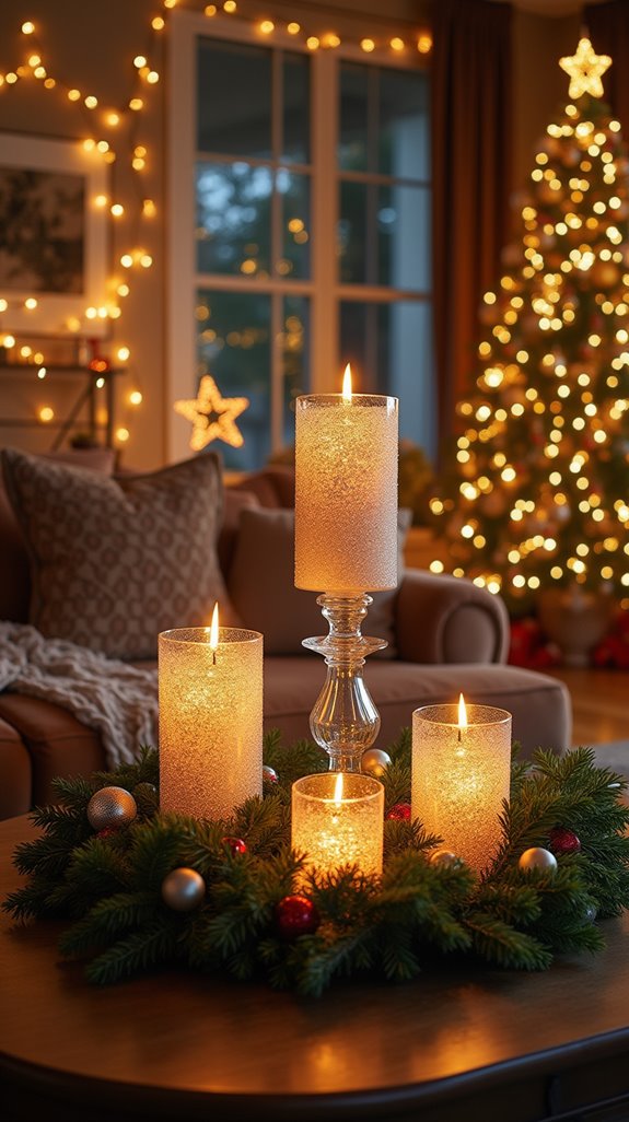 glittering candle centerpiece decor