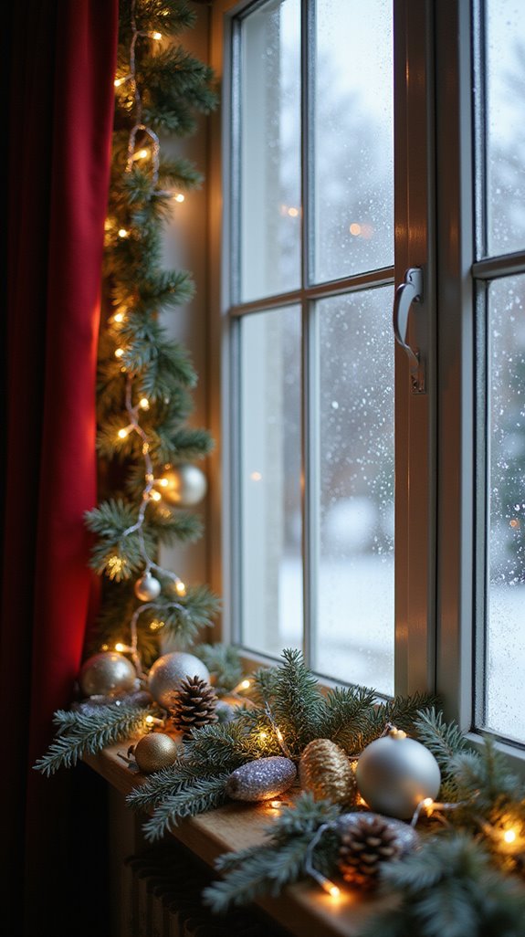 glittering festive window garland