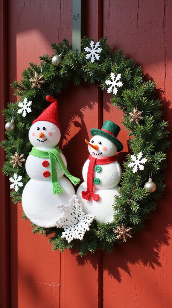 handmade winter snowman wreath