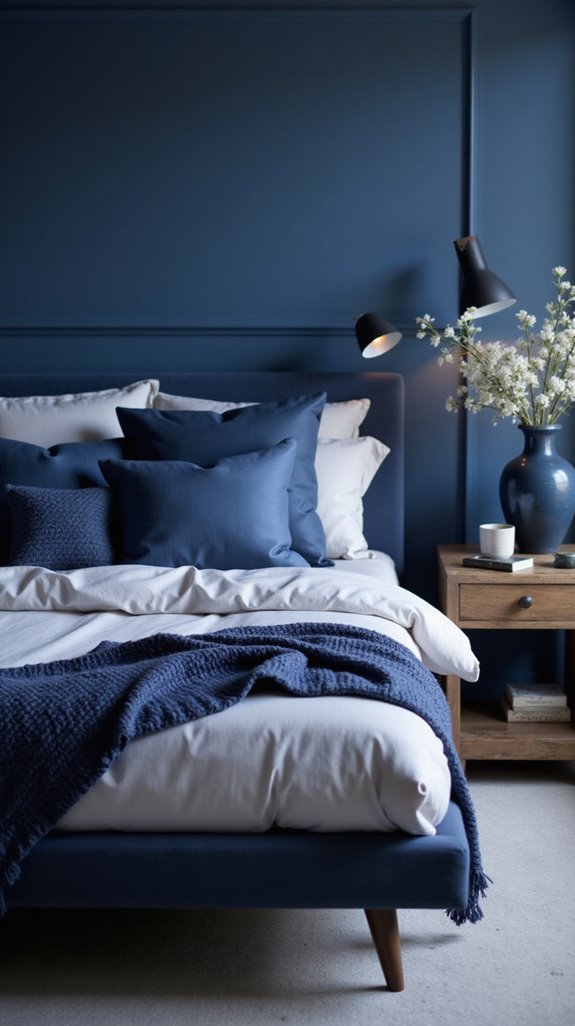 indigo accents enhance bedroom aesthetics