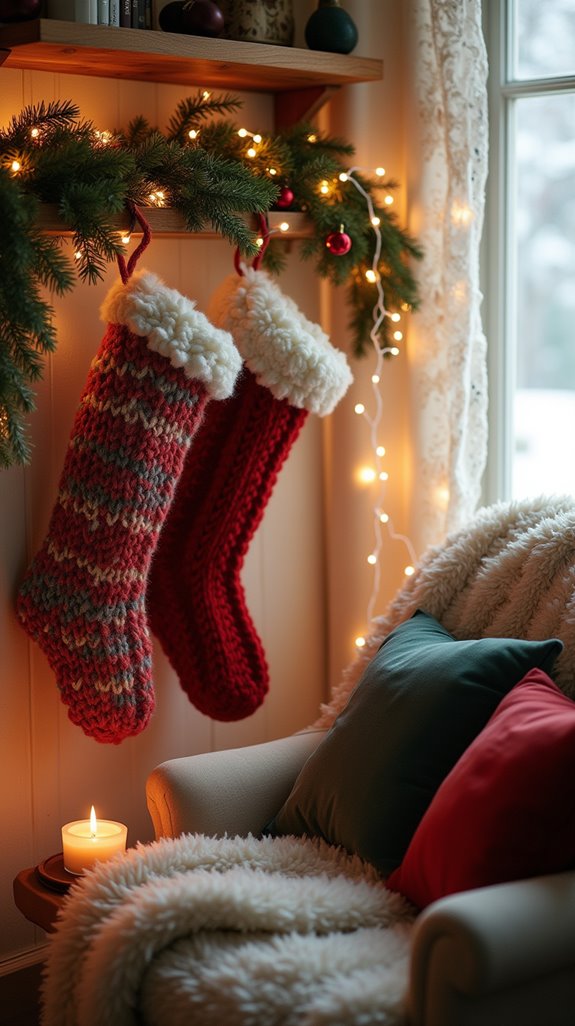 knit stockings holiday display