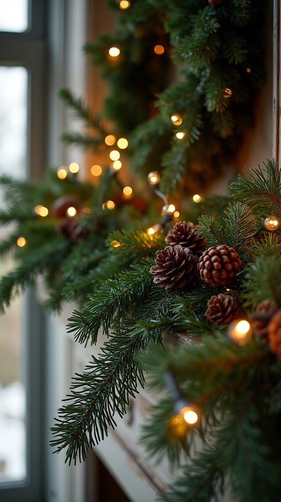 lush greenery with pinecones