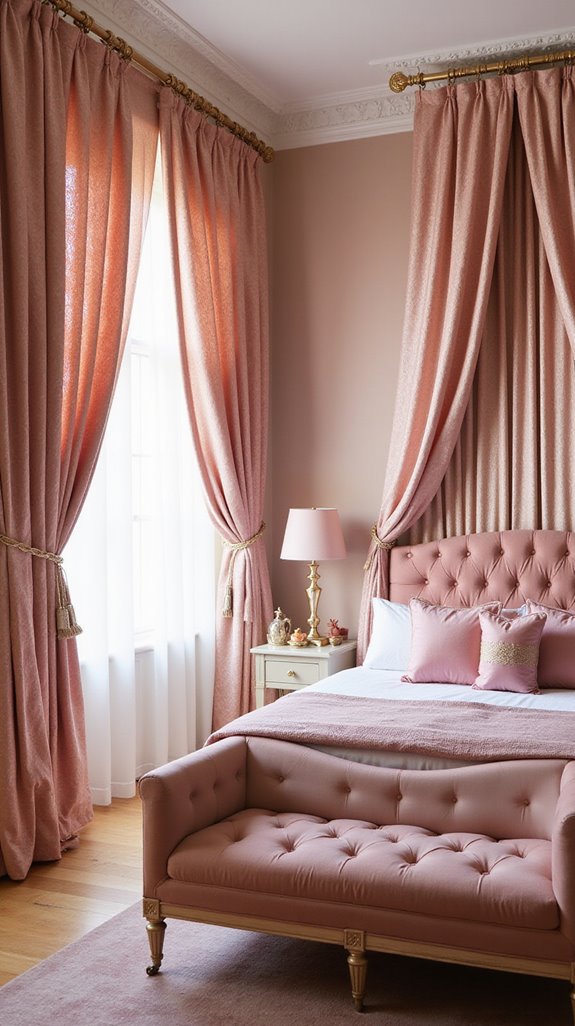 luxurious pink silk curtains