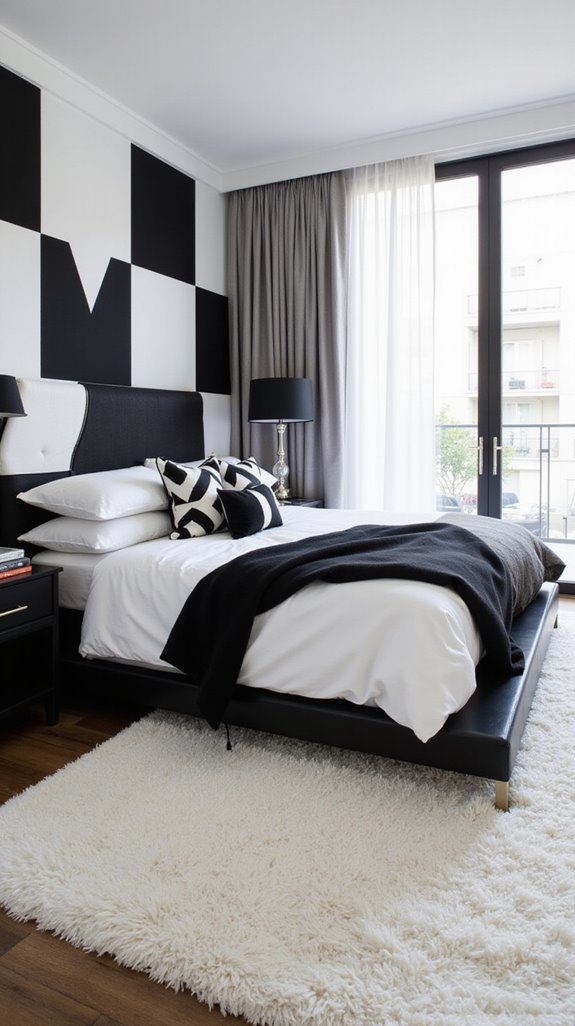 monochrome geometric bedroom decor
