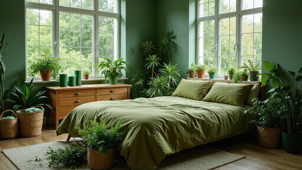nature inspired green bedrooms