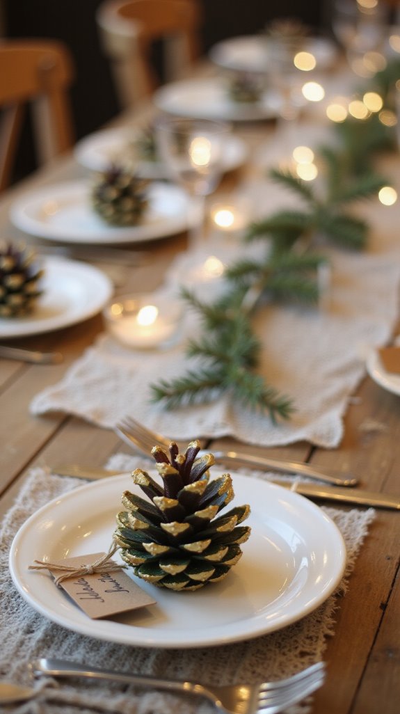 painted pinecone place cards