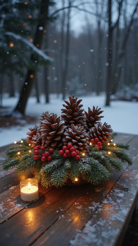 pine cone berry centerpieces
