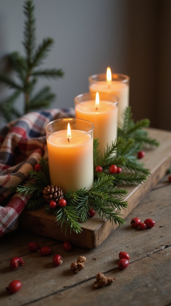 rustic wooden candle holders