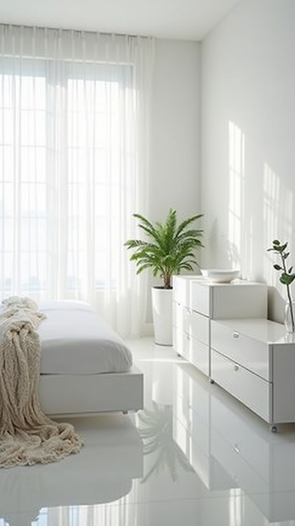serene all white bedroom design