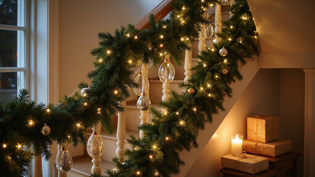 sparkling christmas staircase decorations