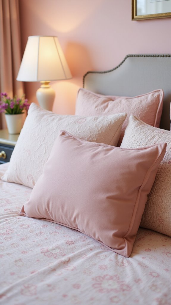 textured blush throw pillows