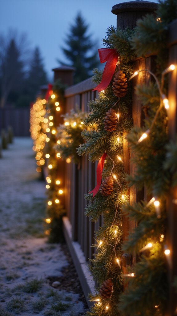 twinkling lights on fences
