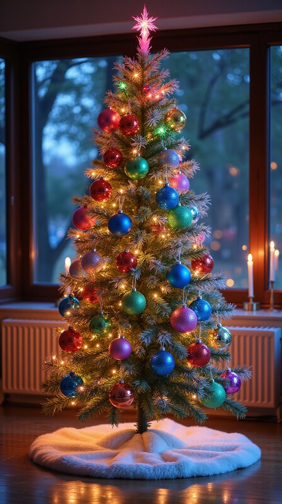 vibrant rainbow holiday tree