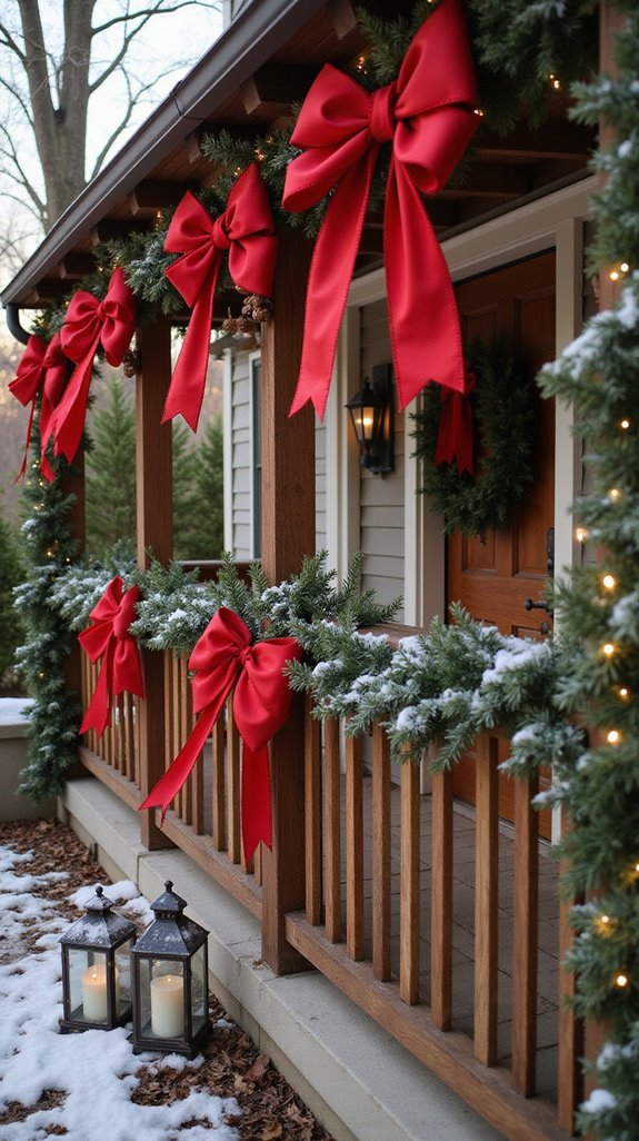 vibrant red bows decorating