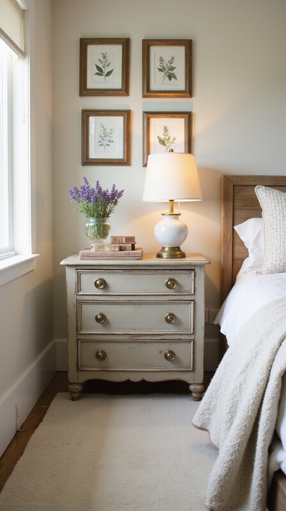 vintage nightstands and decor