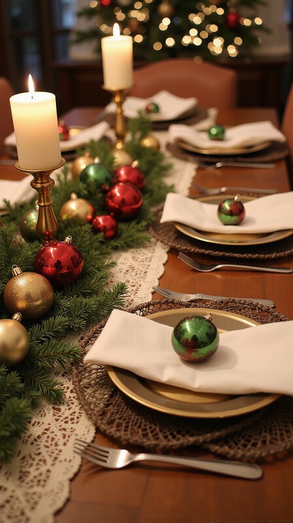 vintage ornaments as place settings