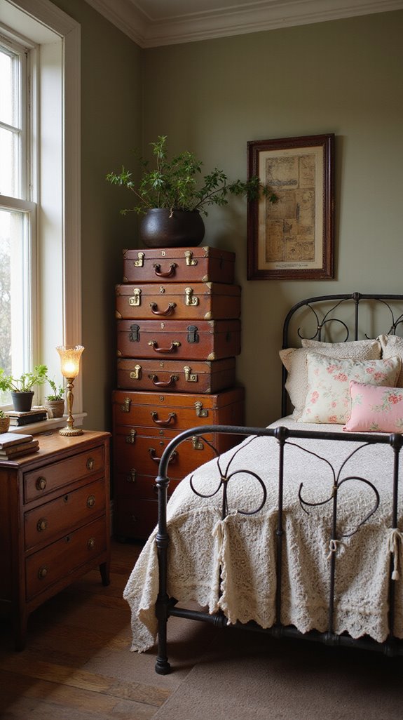 vintage suitcases for storage