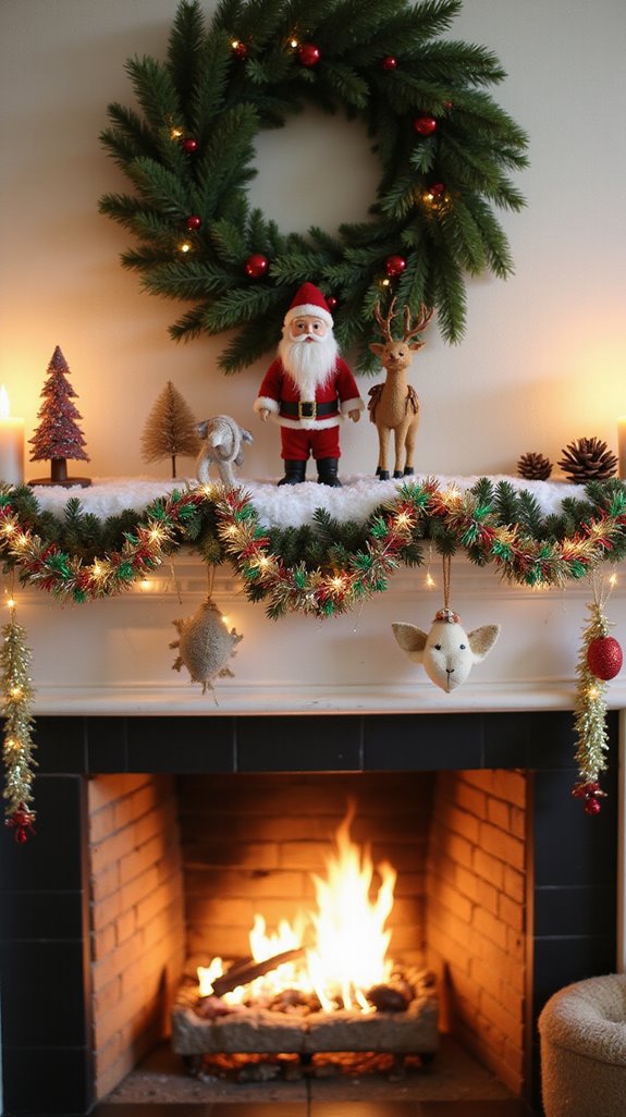 whimsical holiday mantel decor