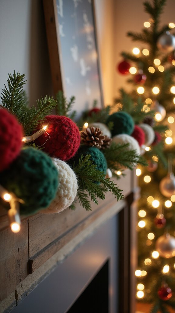 wool pom pom holiday garland