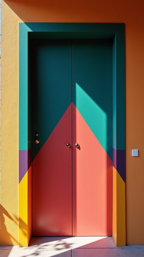 bold color block doors