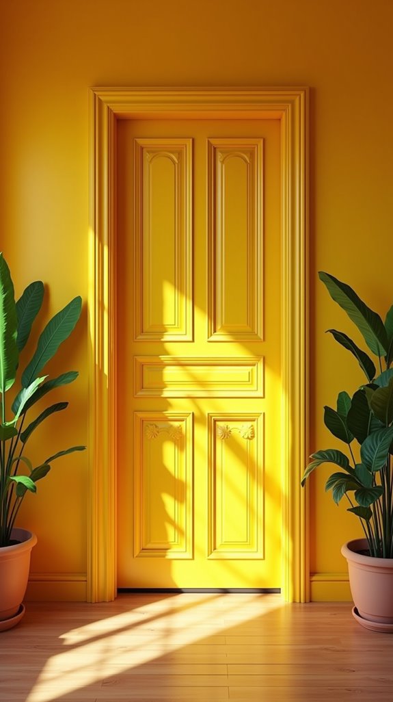 bright yellow door decor