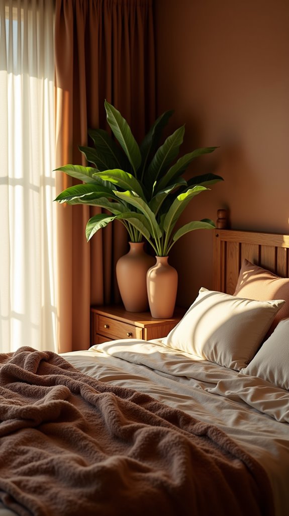 brown plants and vases