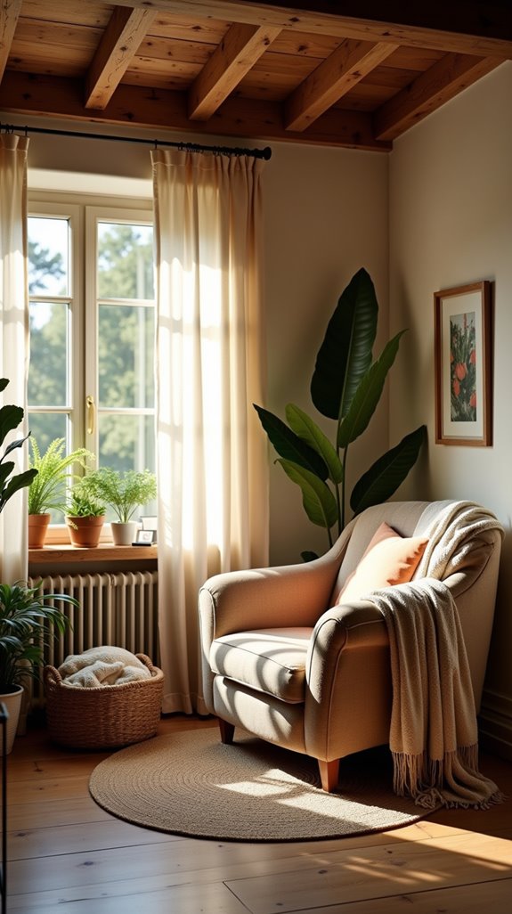 cozy book filled reading nook