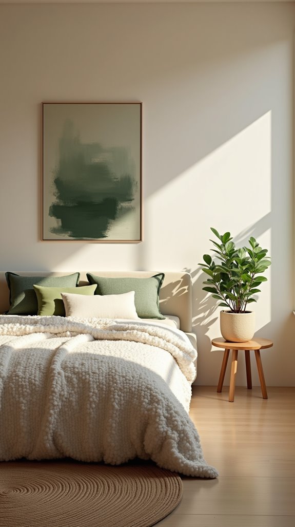 earthy green bedroom accents