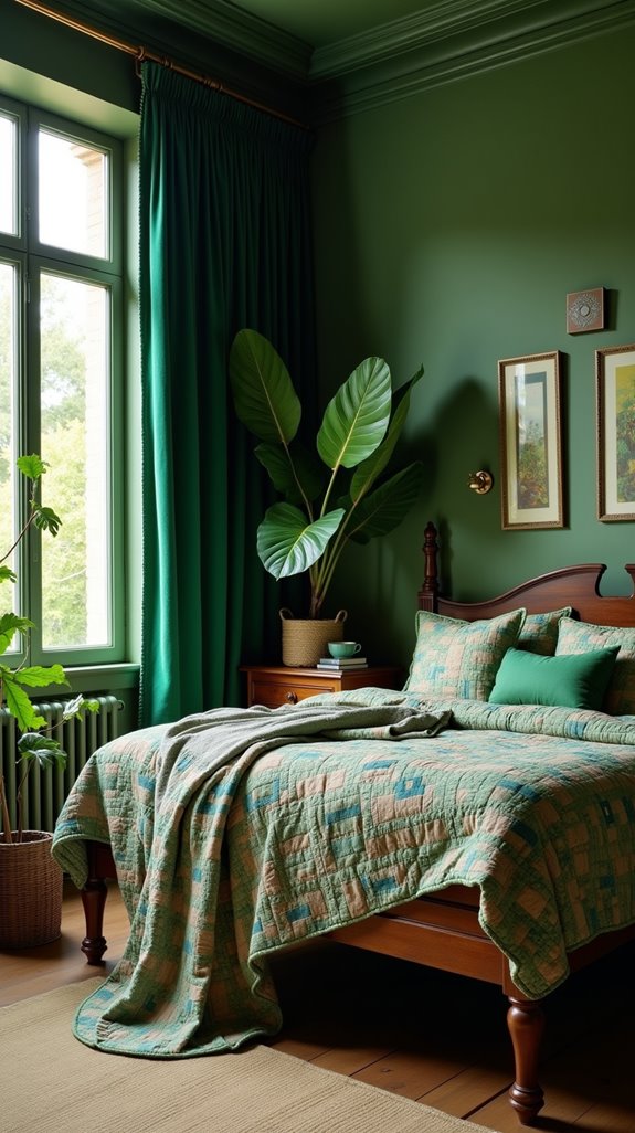eclectic green bedroom decor