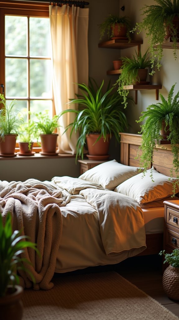 enhance bedroom with plants
