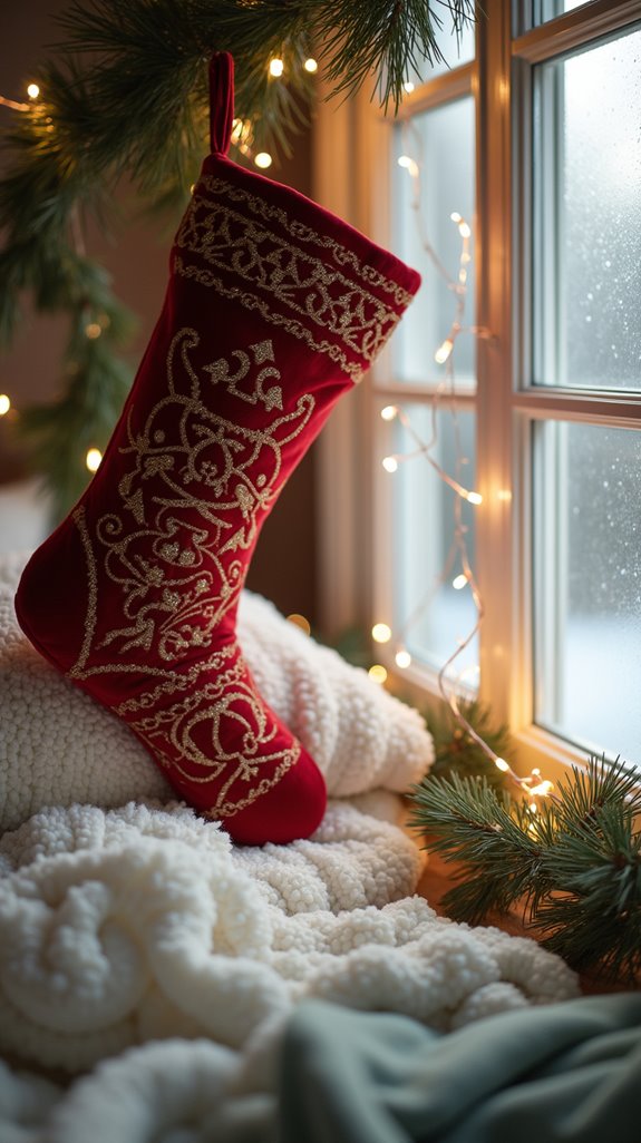 festive stockings window decor